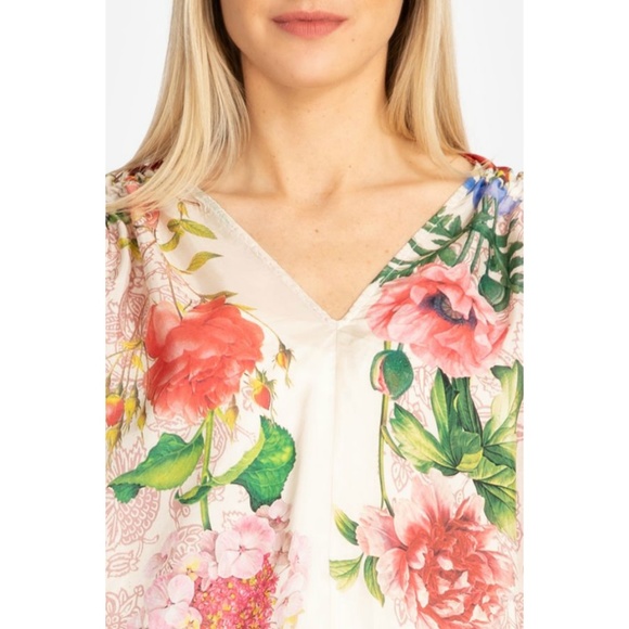 Johnny Was Botan Silk Floral Boho Blouse - Picture 5 of 6
